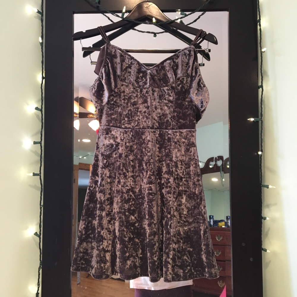 Off the Shoulder Silver Velvet Dress